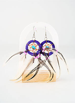 Boucles d’oreilles fermeture crochet violet TATA GISELE femme