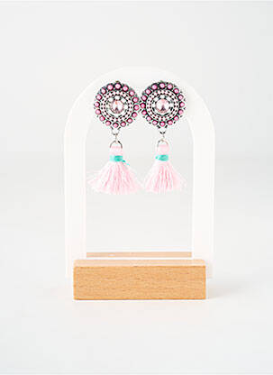 Boucles d’oreilles ornement oxyde de zirconium rose TATA GISELE femme
