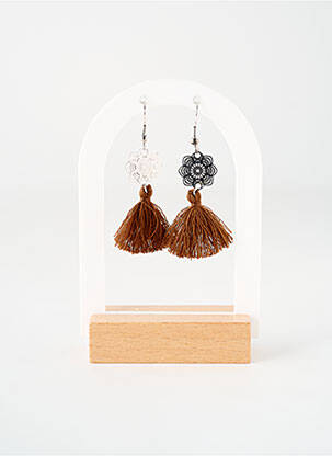 Boucles d’oreilles ornement breloque / pampille marron TATA GISELE femme