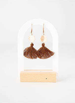 Boucles d’oreilles ornement breloque / pampille marron TATA GISELE femme