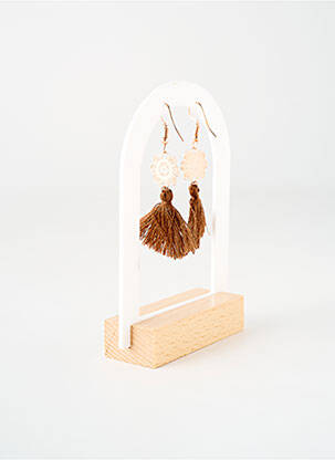 Boucles d’oreilles ornement breloque / pampille marron TATA GISELE femme