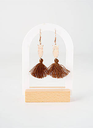 Boucles d’oreilles ornement breloque / pampille marron TATA GISELE femme
