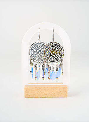 Boucles d’oreilles fermeture crochet bleu TATA GISELE femme