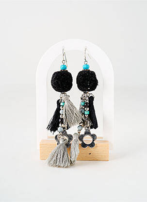 Boucles d’oreilles ornement breloque / pampille noir TATA GISELE femme