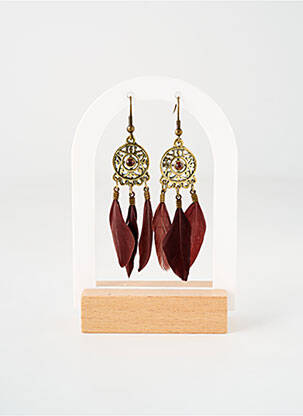 Boucles d’oreilles ornement breloque / pampille marron TATA GISELE femme