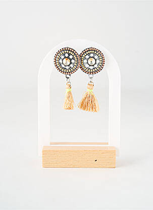 Boucles d’oreilles ornement breloque / pampille beige TATA GISELE femme
