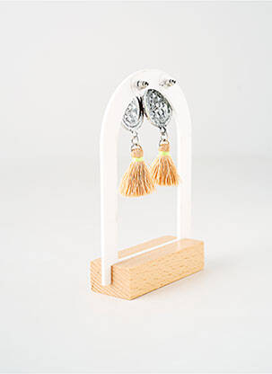 Boucles d’oreilles ornement breloque / pampille beige TATA GISELE femme