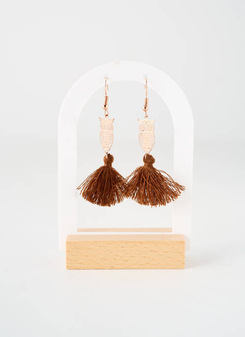Boucles d’oreilles ornement breloque / pampille marron TATA GISELE femme