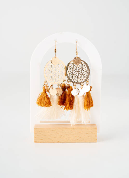 Boucles d’oreilles matériaux métal beige TATA GISELE femme