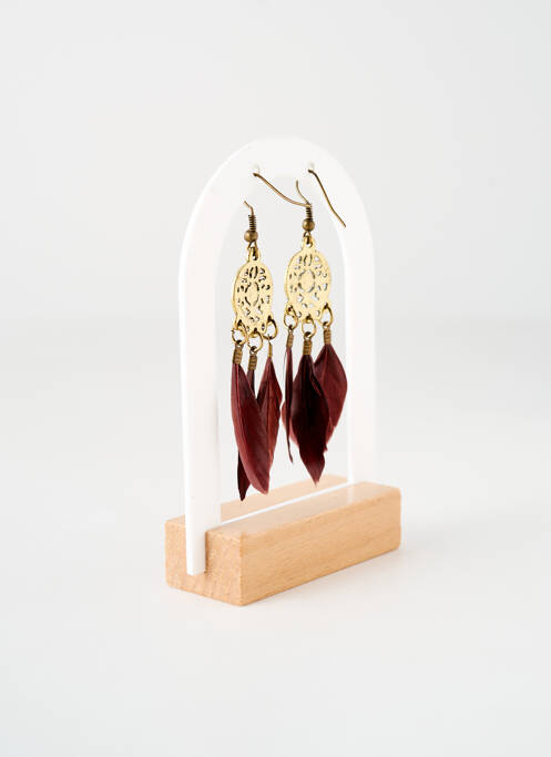 Boucles d’oreilles ornement breloque / pampille marron TATA GISELE femme