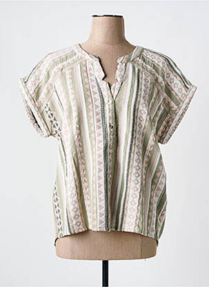 Chemisier coupe droite manches courtes vert CREAM femme