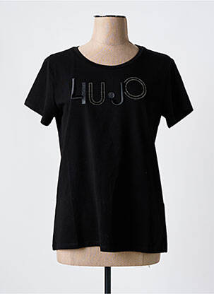 T-shirt sérigraphie avec strass manches courtes noir LIU JO femme