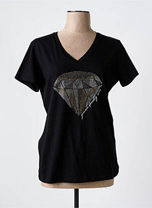 T-shirt sérigraphie avec strass manches courtes noir LIU JO femme