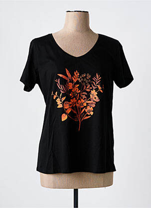 T-shirt col v manches courtes noir CREAM femme