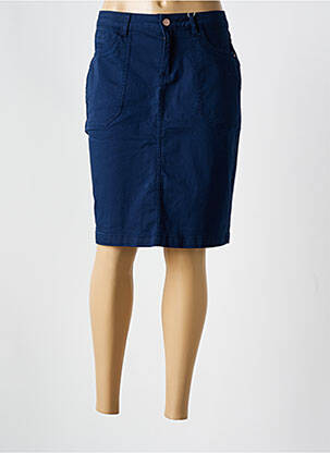 Jupe mi-longue coupe droite bleu CREAM & ROUGE femme