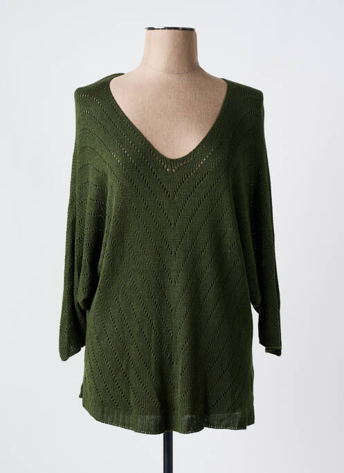 Pull col v manches longues vert CREAM femme