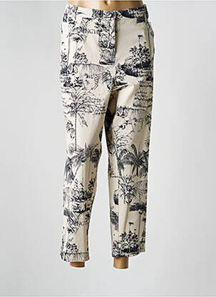 Pantalon 7/8 tissage popeline taille normale beige FABER femme