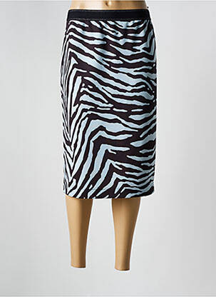 Jupe mi-longue coupe droite bleu FABER femme