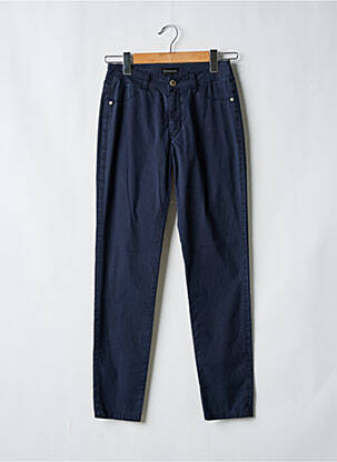 Pantalon slim tissage popeline taille normale bleu EVA KAYAN femme
