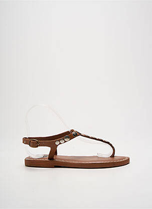 Tongs matière lisse talon plat jusqu'à 3cm marron BSBEE femme