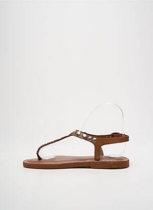 Tongs matière lisse talon plat jusqu'à 3cm marron BSBEE femme