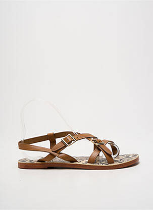 Sandales/nu pieds matière lisse talon plat jusqu'à 3cm marron SWILDENS femme