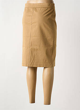 Jupe mi-longue coupe droite beige FRANK WALDER femme