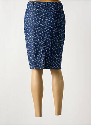 Jupe mi-longue coupe droite bleu GUY DUBOUIS femme