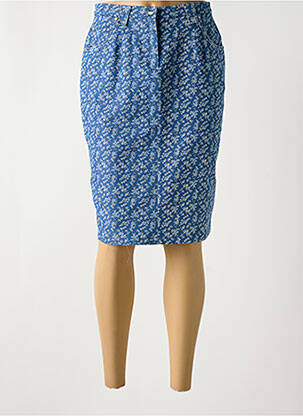 Jupe mi-longue coupe droite bleu GUY DUBOUIS femme