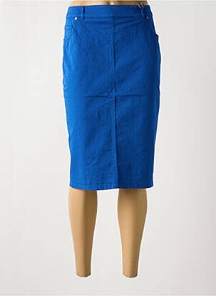 Jupe mi-longue coupe droite bleu GUY DUBOUIS femme