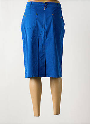 Jupe mi-longue coupe droite bleu GUY DUBOUIS femme
