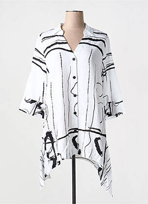Chemisier imprimé fantaisie manches 3/4 blanc EVER SASSY femme