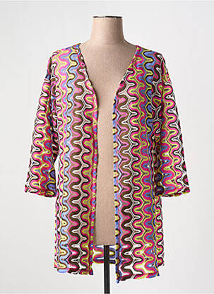 Gilet manches courtes col v rose FRANCK ANNA femme