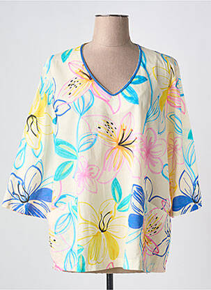 Blouse imprimé fantaisie manches 3/4 beige FRANCK ANNA femme