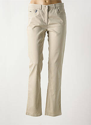Pantalon slim tissage popeline taille normale beige ZERRES femme