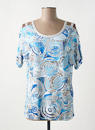 T-shirt imprimé fantaisie manches courtes bleu DOLCEZZA femme