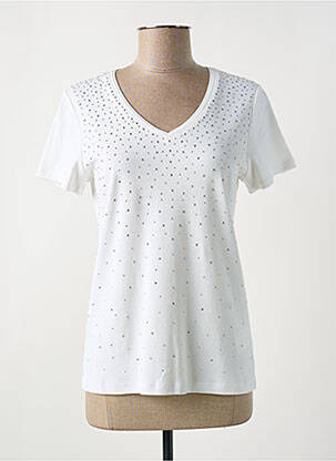 T-shirt col v manches courtes blanc MARBLE femme