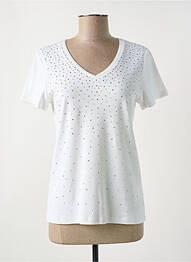 T-shirt col v manches courtes blanc MARBLE femme