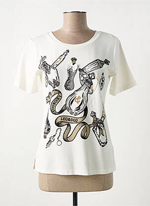 T-shirt sérigraphie floquée manches courtes blanc LEO & UGO femme
