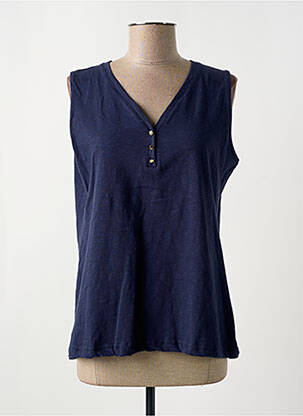 Débardeur coupe droite sans manche bleu GRIFFON femme