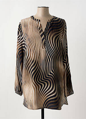 Blouse tissage popeline manches longues marron TUZZI femme