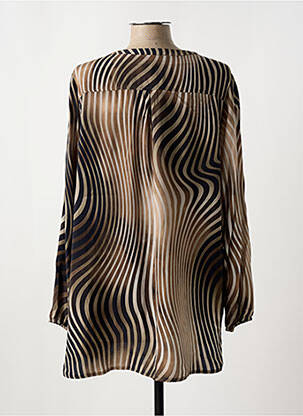Blouse tissage popeline manches longues marron TUZZI femme