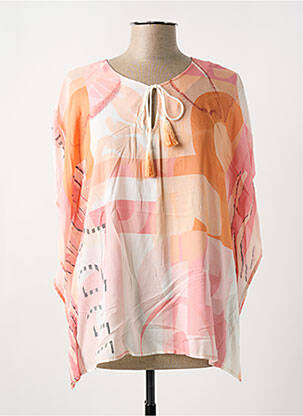 Blouse tissage popeline manches courtes orange TUZZI femme