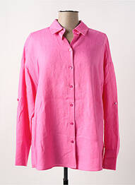 Chemisier coupe droite manches longues rose DOREE CACHEMIRE femme