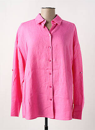 Chemisier coupe droite manches longues rose DOREE CACHEMIRE femme