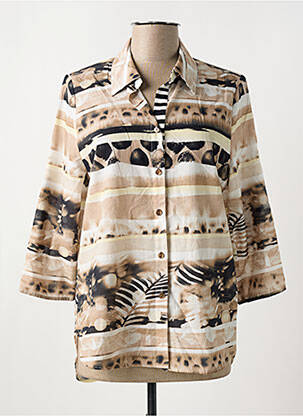 Chemisier imprimé fantaisie manches 3/4 beige FRANK WALDER femme