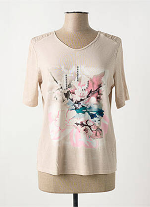 T-shirt imprimé fantaisie manches courtes beige FRANK WALDER femme