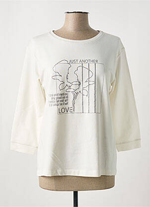 T-shirt sérigraphie floquée manches 3/4 blanc THOMAS RABE femme