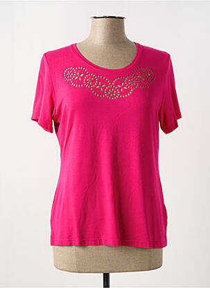 T-shirt stretch manches courtes rose GUY DUBOUIS femme