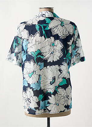 Chemisier imprimé fleurs manches courtes bleu FRANK WALDER femme